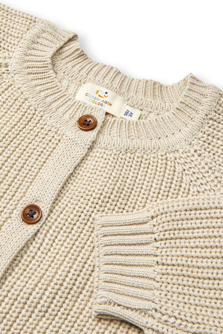 Knitted Classic Rib Cardigan - Sand