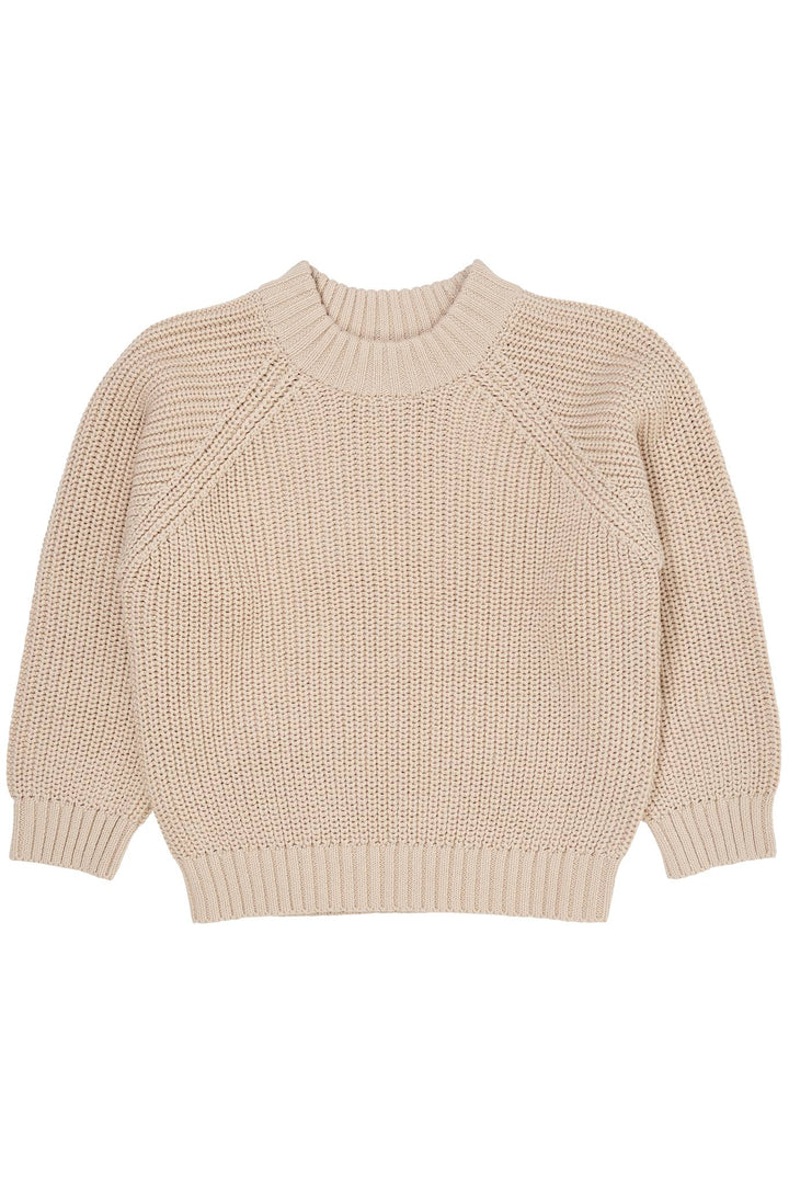 KNITTED CLASSIC RIB BLOUSE - BEIGE