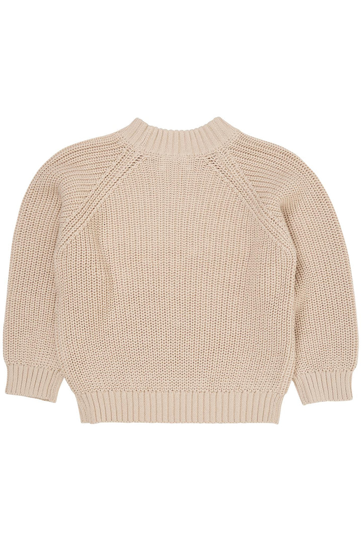 KNITTED CLASSIC RIB BLOUSE - BEIGE