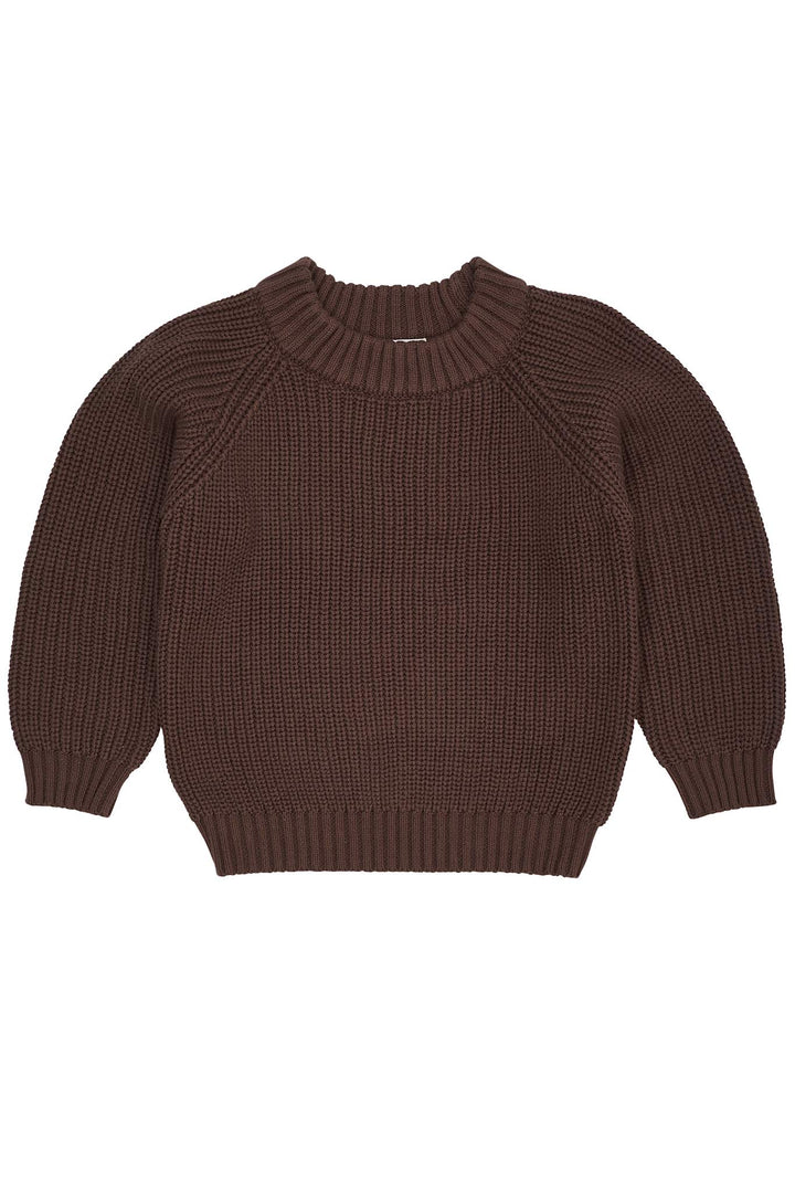 KNITTED CLASSIC RIB BLOUSE - DK.BROWN