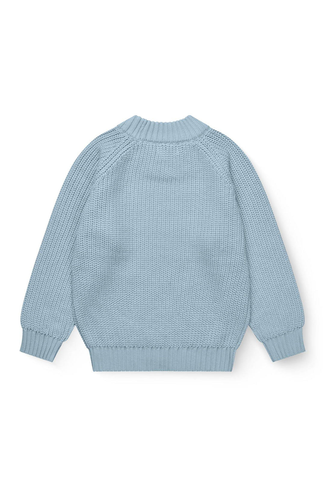 KNITTED CLASSIC RIB BLOUSE - DUSTY BLUE