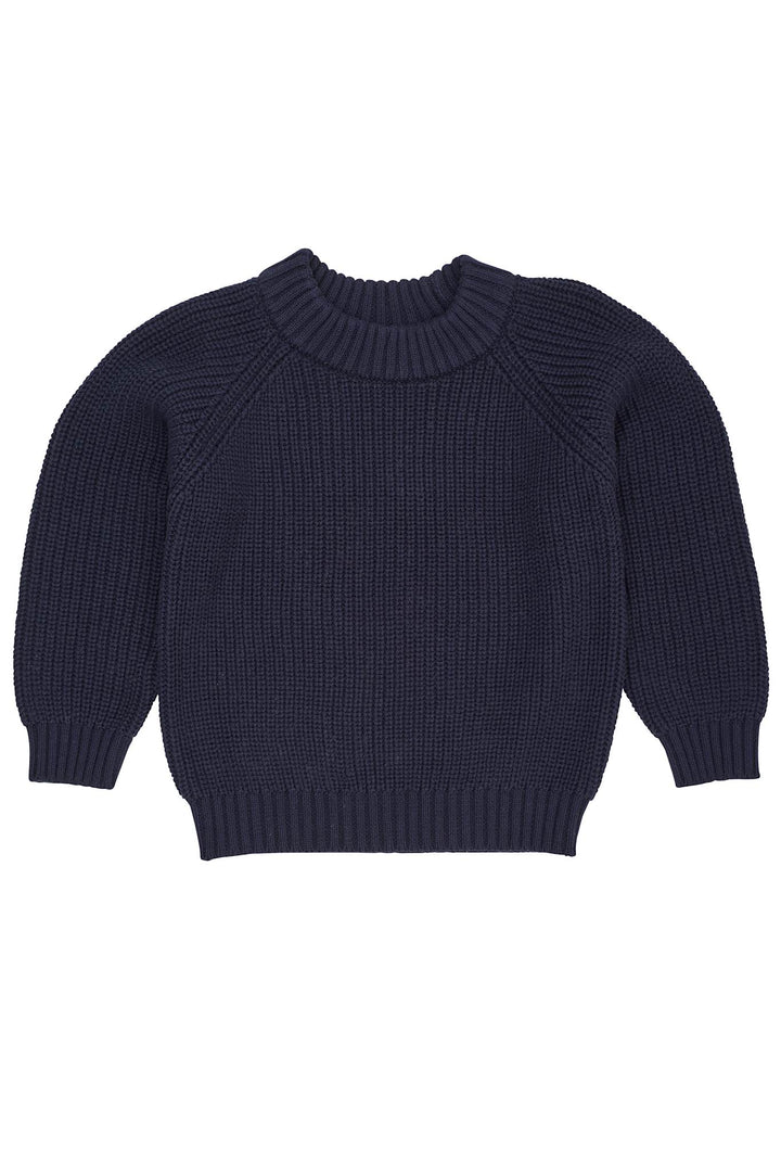 KNITTED CLASSIC RIB BLOUSE - NAVY