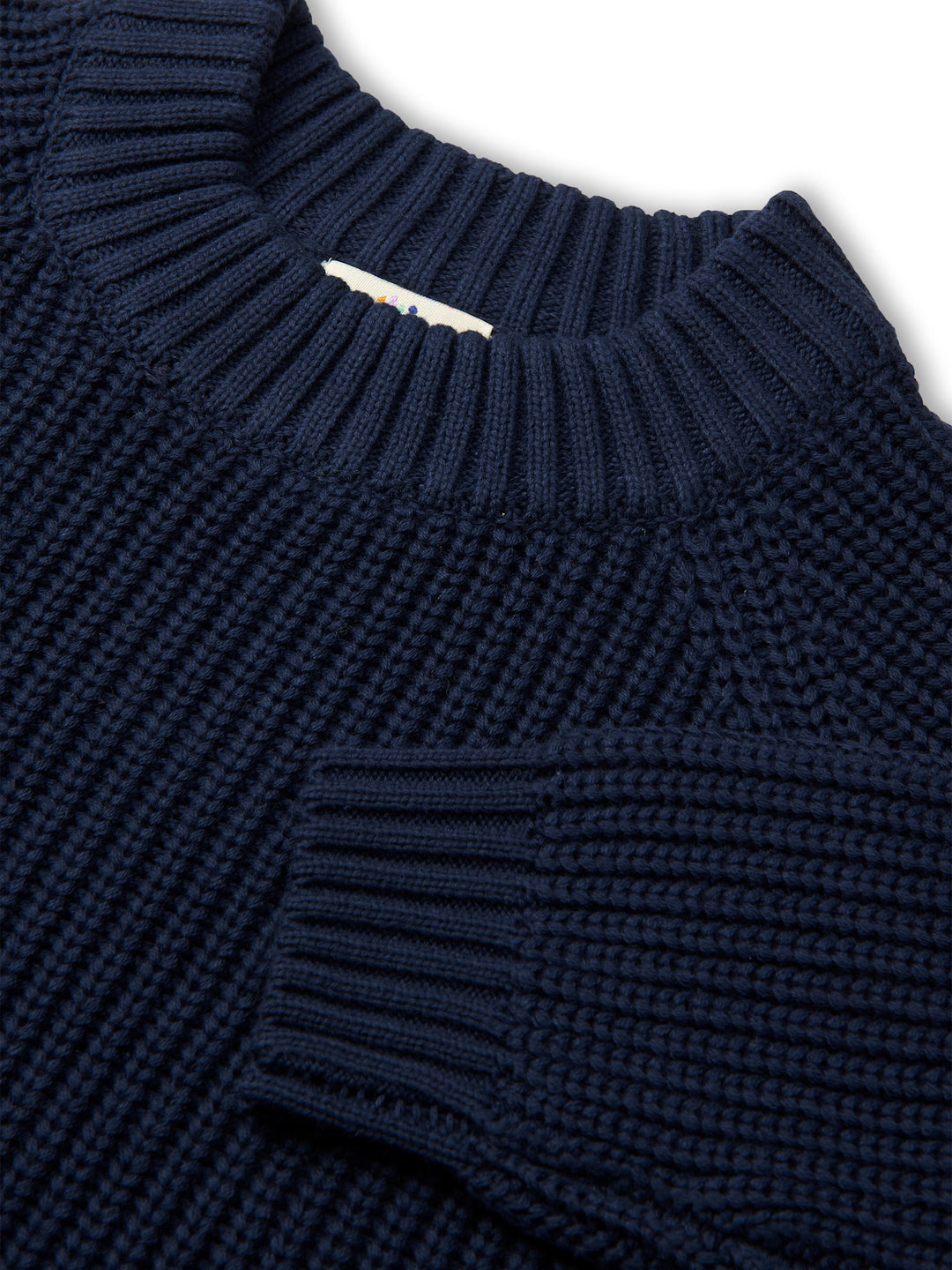 KNITTED CLASSIC RIB BLOUSE - NAVY