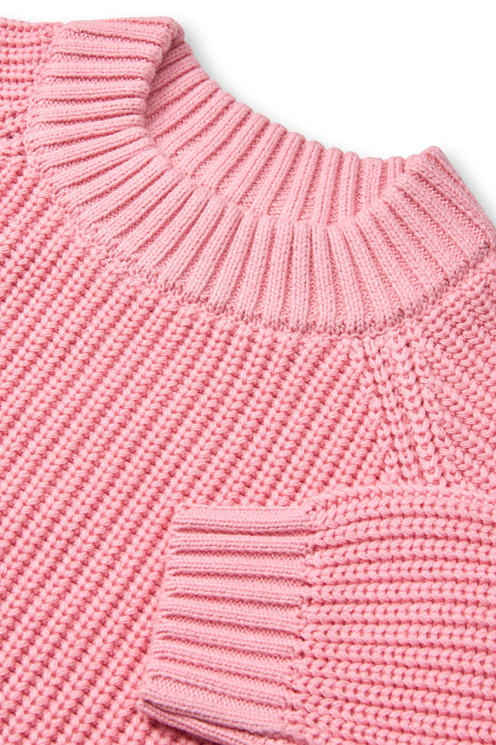 KNITTED CLASSIC RIB BLOUSE - PINK