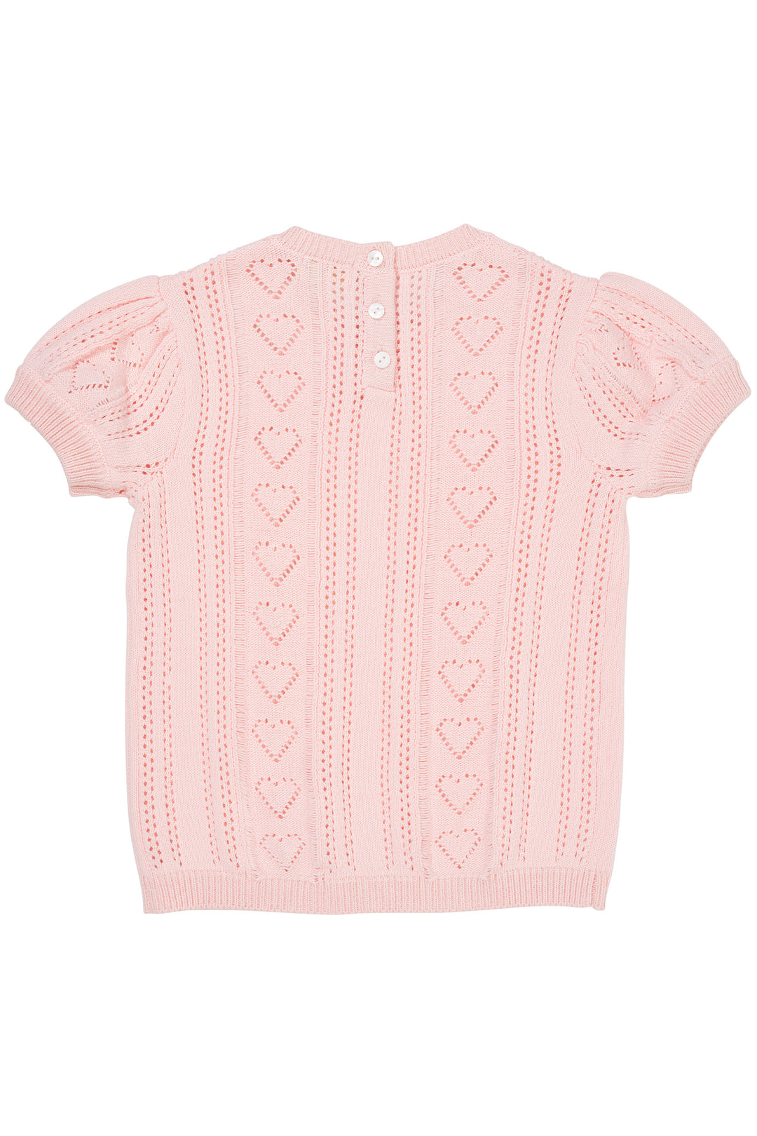 KNITTED POINTELLE BLOUSE W PEARLS - BALLERINA COMB.