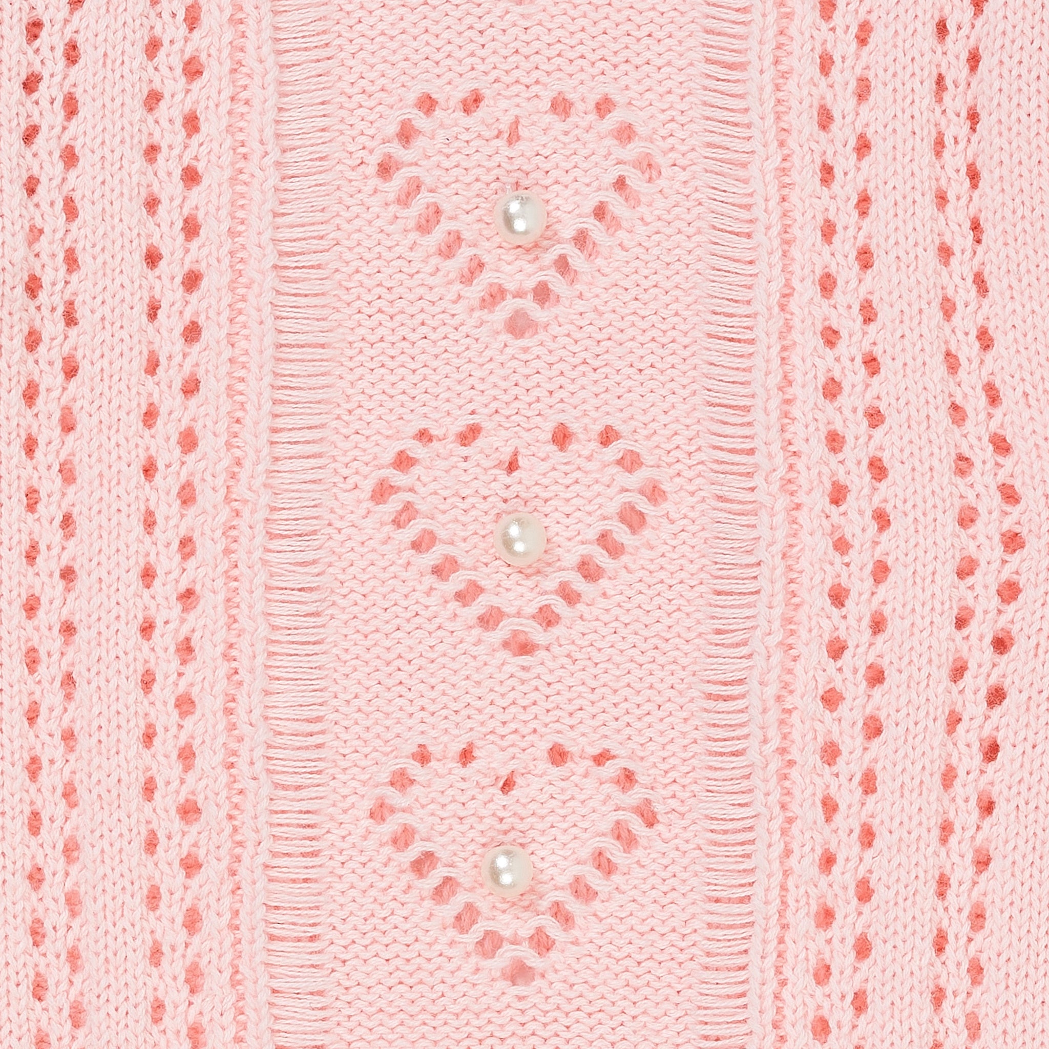 KNITTED POINTELLE BLOUSE W PEARLS - BALLERINA COMB.