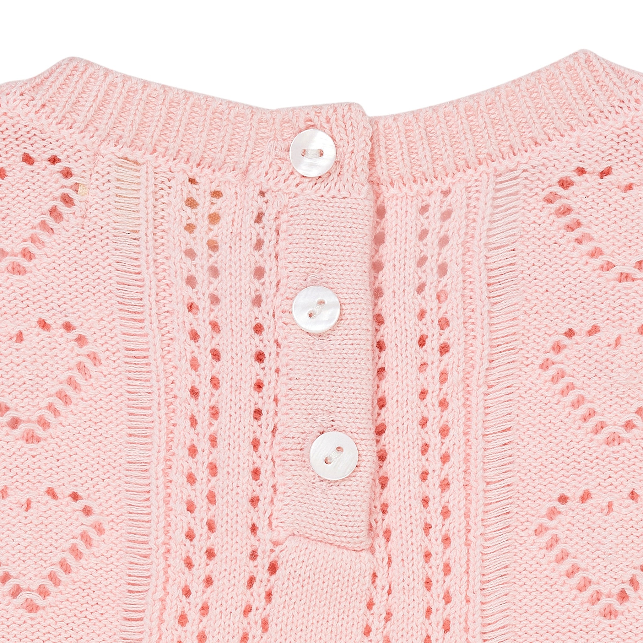 KNITTED POINTELLE BLOUSE W PEARLS - BALLERINA COMB.