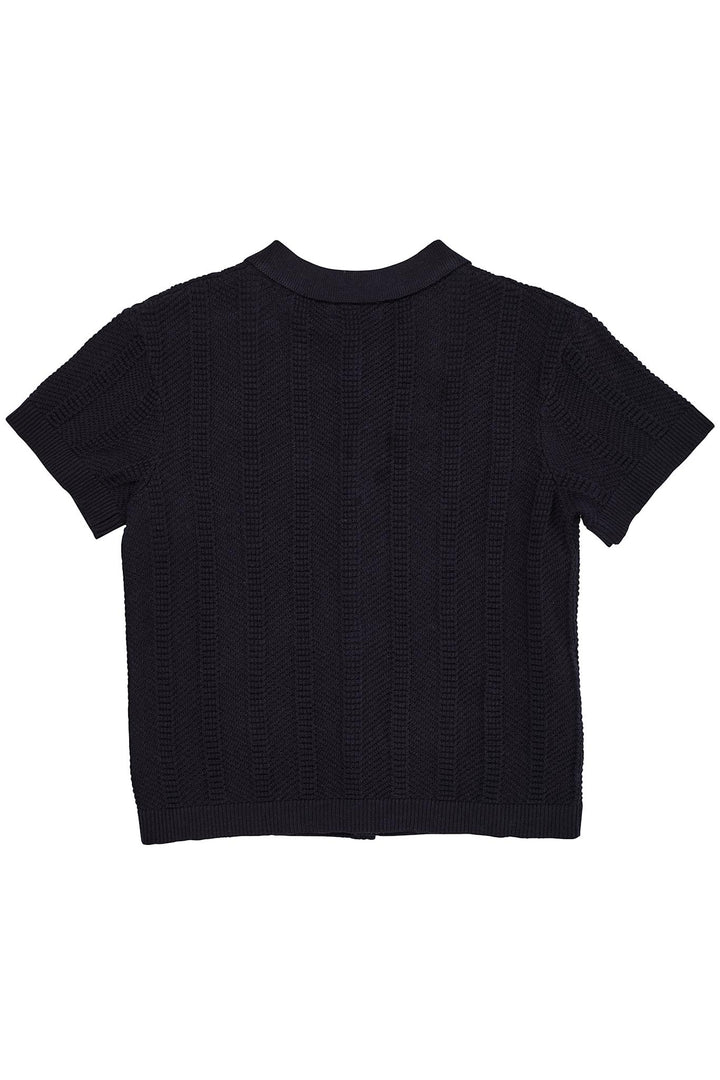 KNITTED PATTERN SHIRT - NAVY