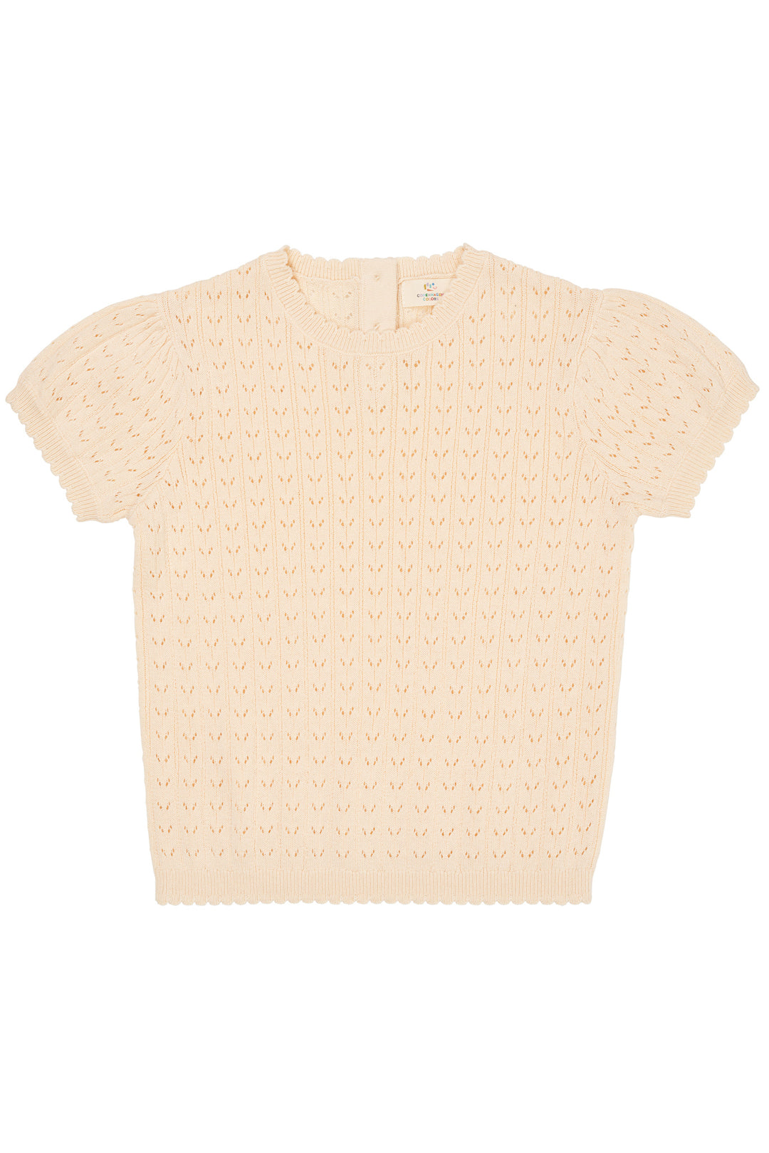 KNITTED POINTELLE BLOUSE - CREAM