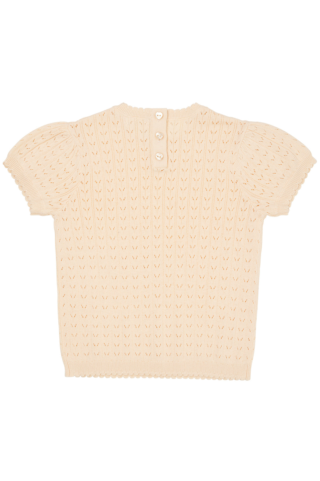 KNITTED POINTELLE BLOUSE - CREAM