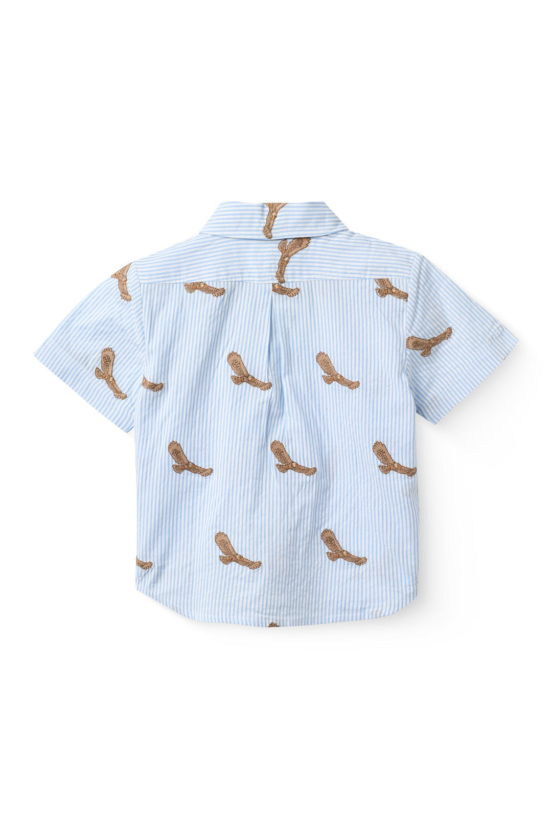 SEERSUCKER SHIRT W. EMB - SKY BLUE W CREAM STRIPE
