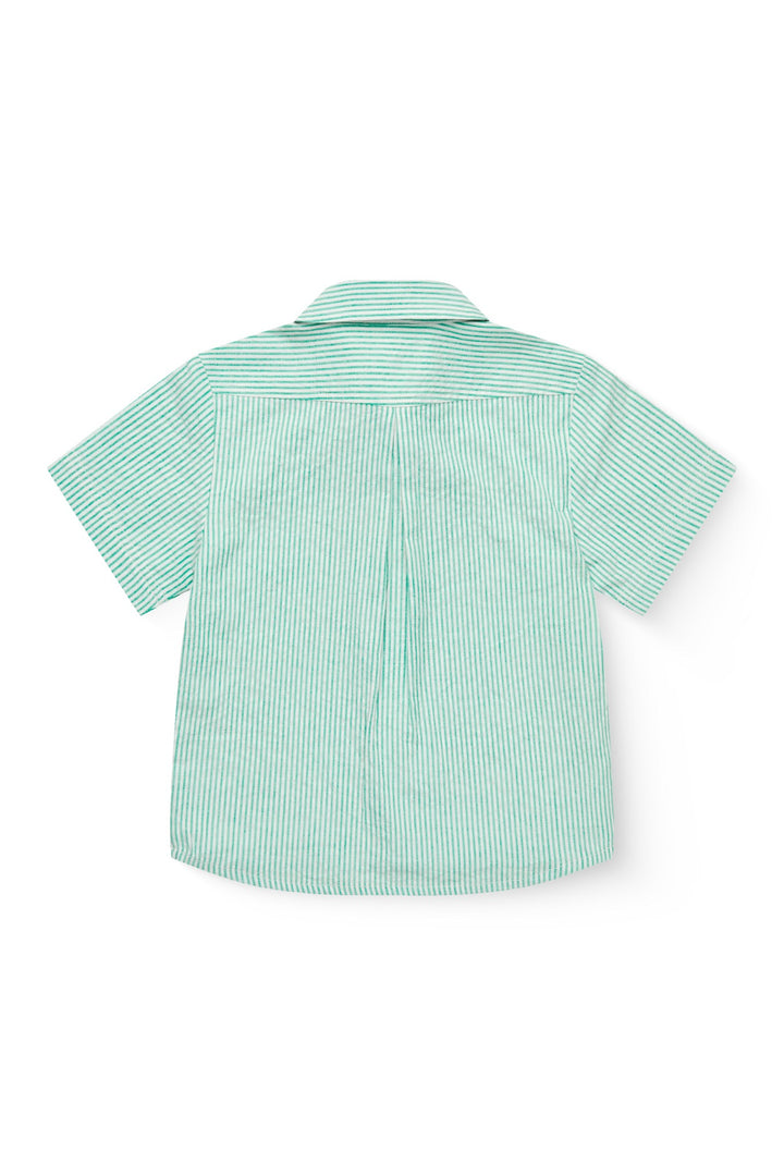 SEERSUCKER SS SHIRT - SHARP GREEN W CREAM STRIPE