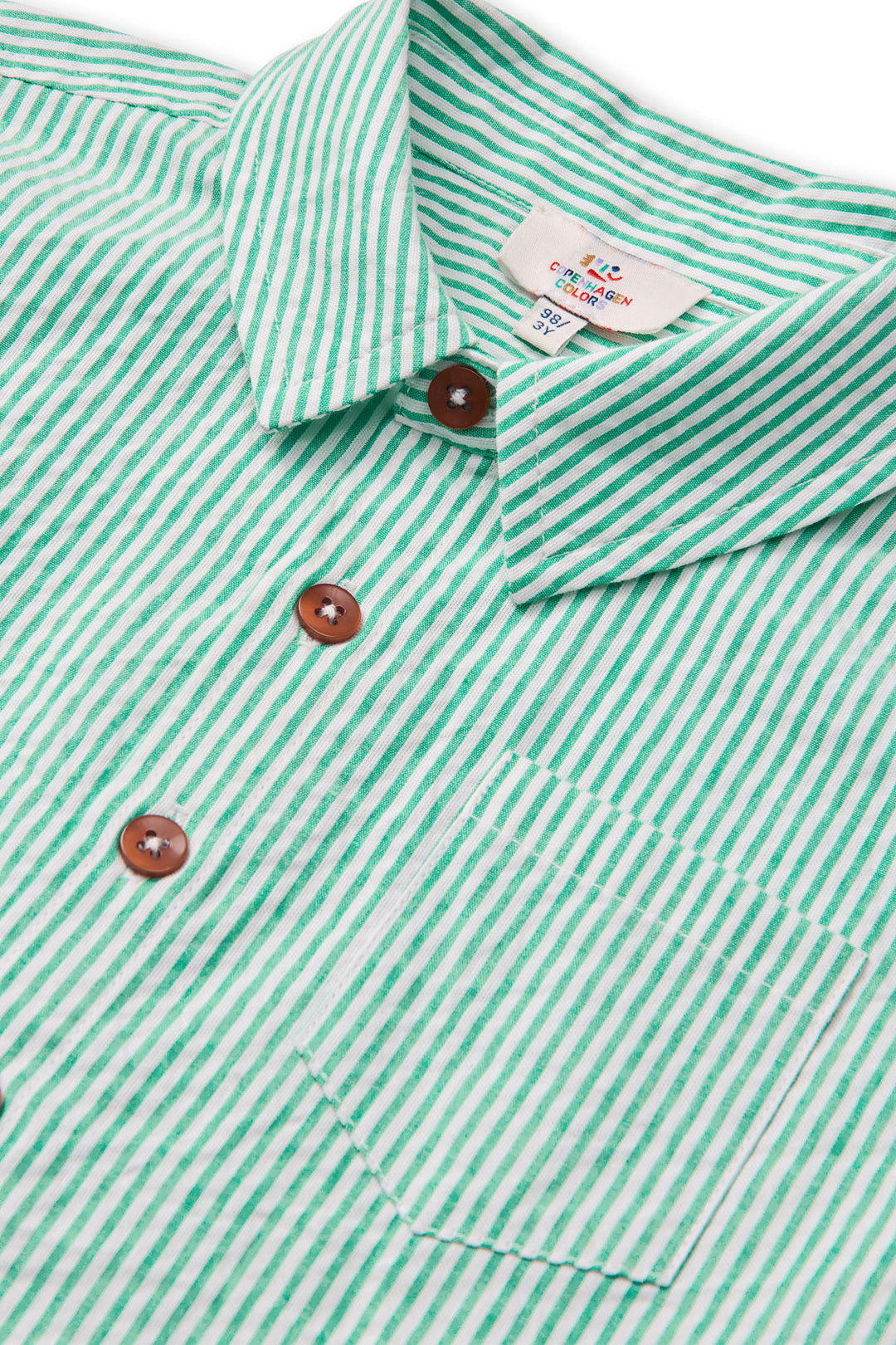SEERSUCKER SS SHIRT - SHARP GREEN W CREAM STRIPE