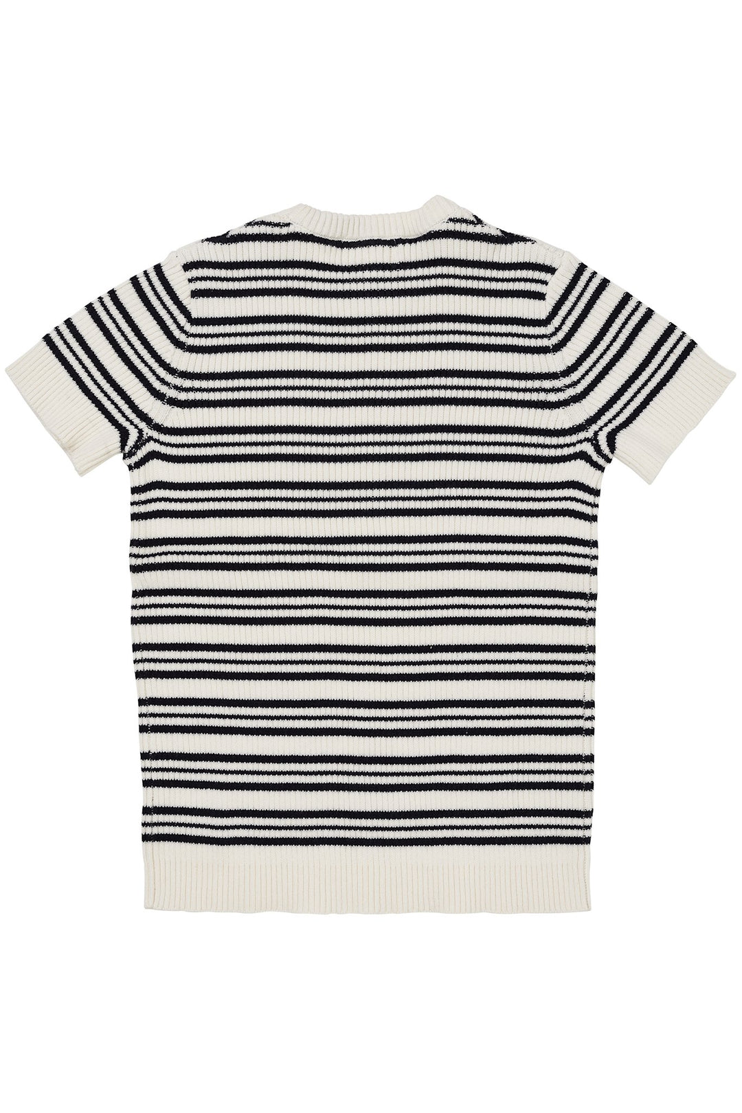 KNITTED RIB BLOUSE W. SS - NAVY STRIPE