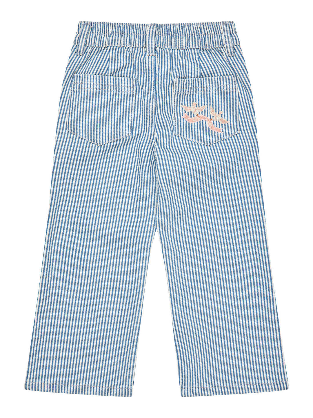 Y/D TWILL PANT W. WIDE LEG AND EMBROIDERY - DENIM BLUE STRIPE