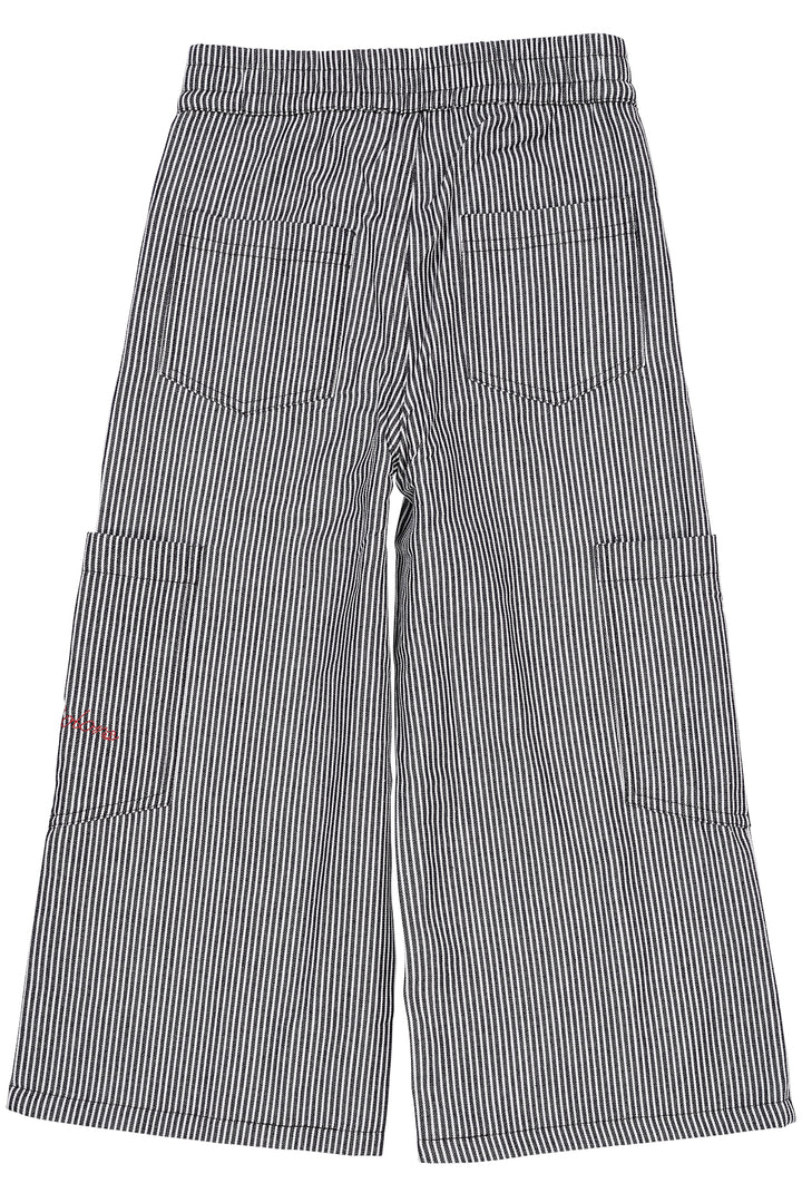 STRIPED WIDE PANTS W POCKETS - NAVY STRIPE