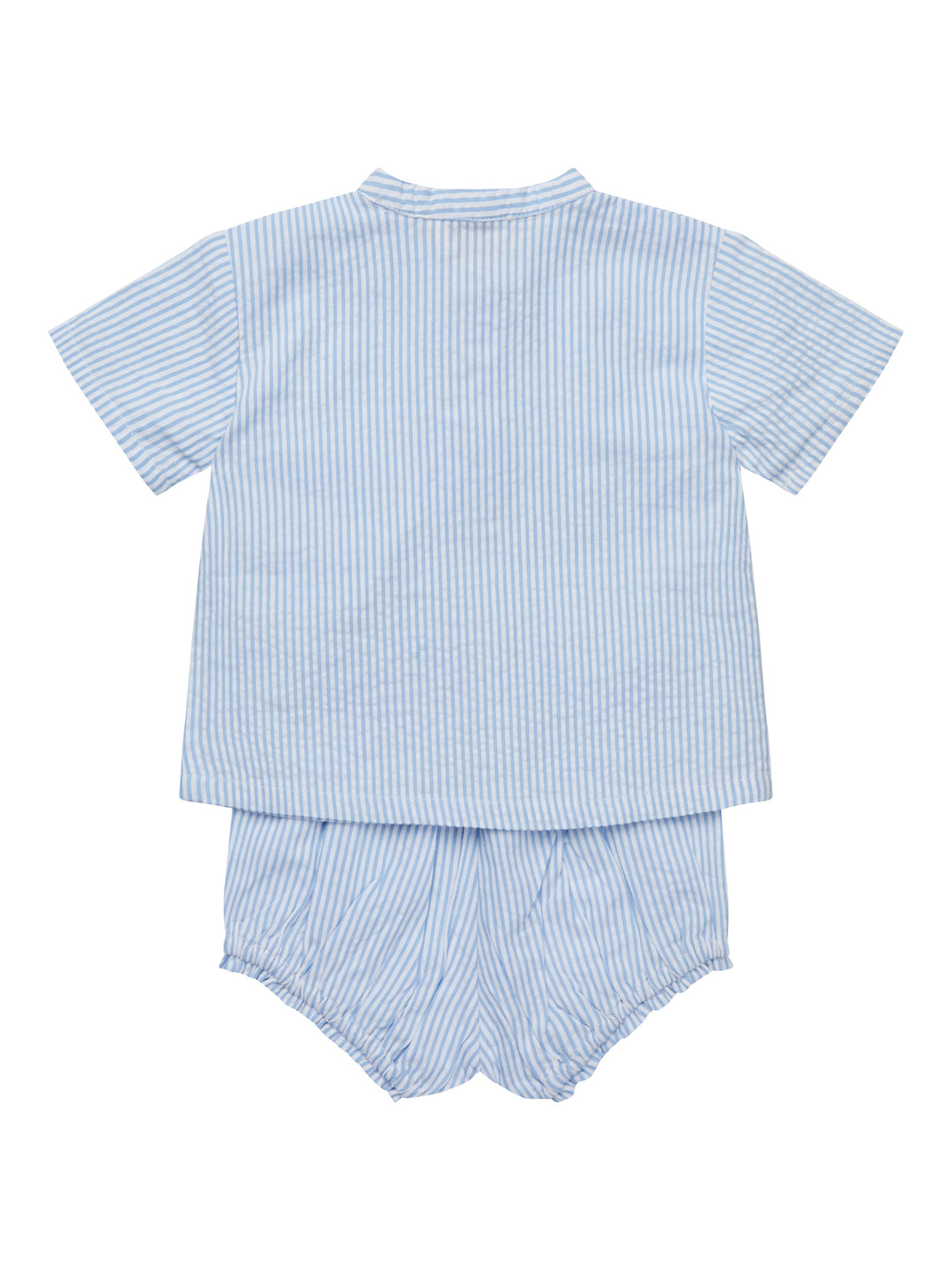 SEERSUCKER BABY SET - SKY BLUE W CREAM STRIPE