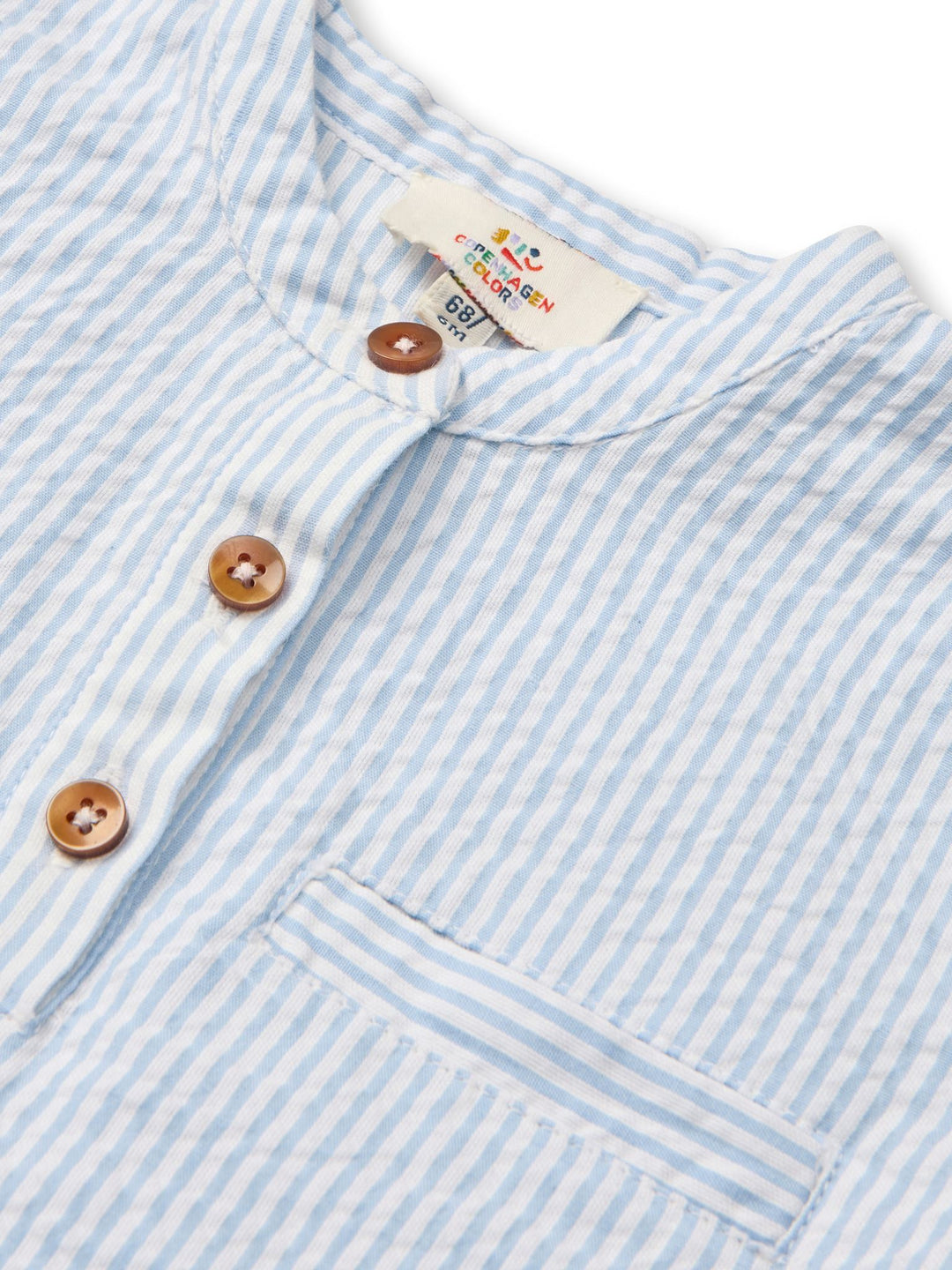 SEERSUCKER BABY SET - SKY BLUE W CREAM STRIPE