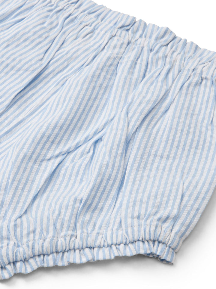 SEERSUCKER BABY SET - SKY BLUE W CREAM STRIPE