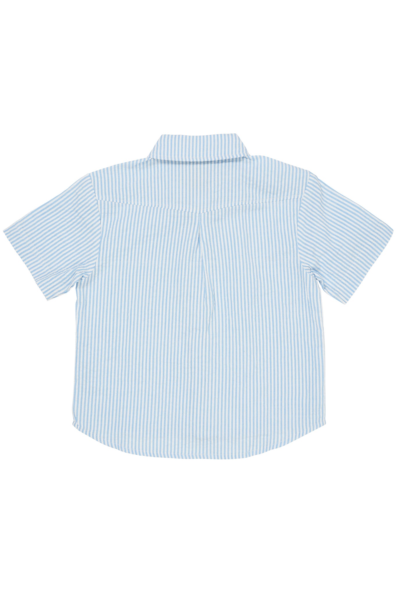 SEERSUCKER SS SHIRT - SKY BLUE W CREAM STRIPE