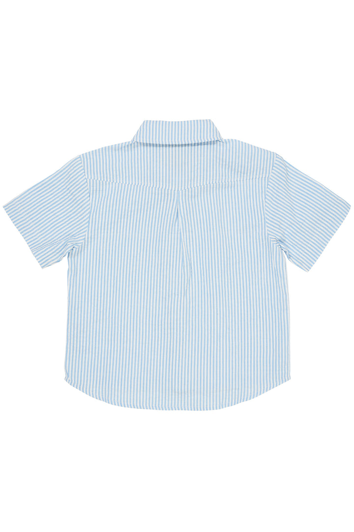 SEERSUCKER SS SHIRT - SKY BLUE W CREAM STRIPE