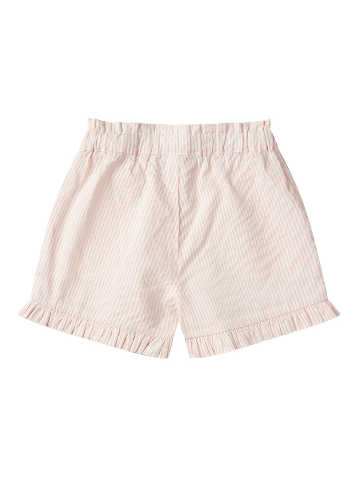 SEERSUCKER GIRLY SHORTS - DUSTY ROSE W CREAM STRIPE