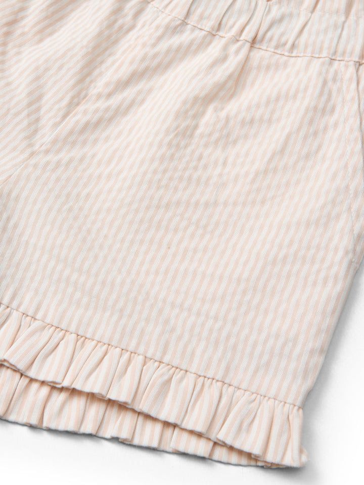 SEERSUCKER GIRLY SHORTS - DUSTY ROSE W CREAM STRIPE