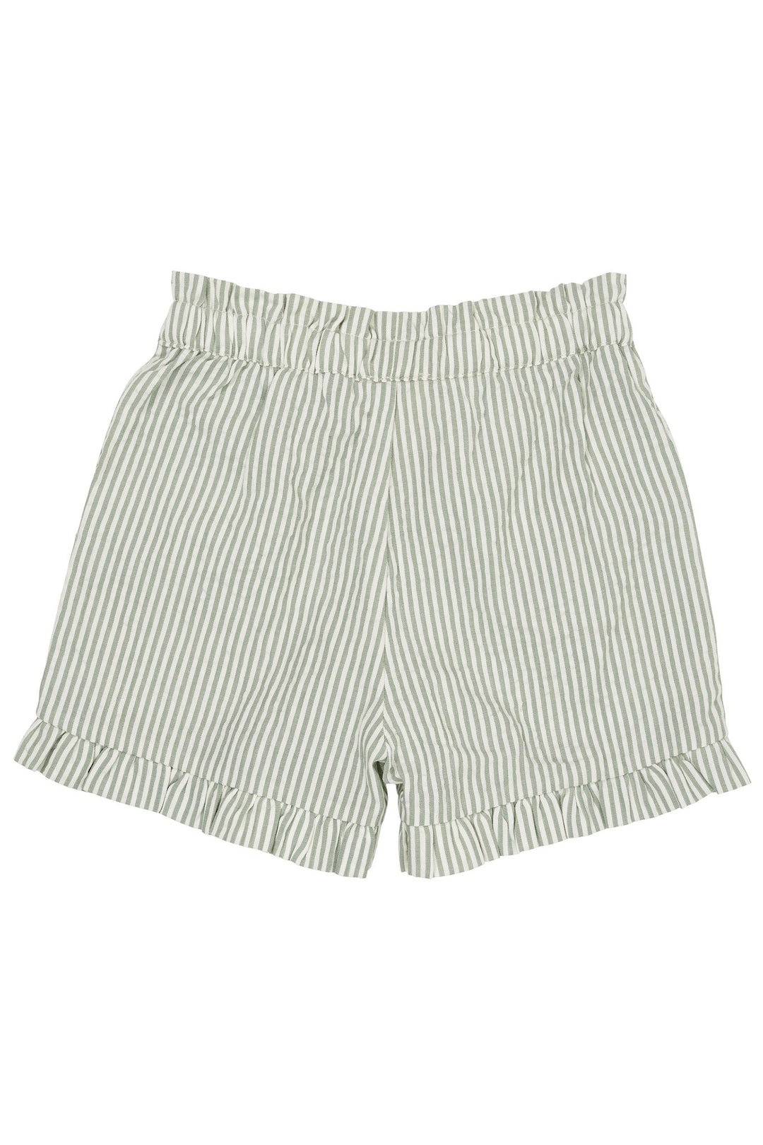 SEERSUCKER GIRLY SHORTS - GREEN W CREAM STRIPE