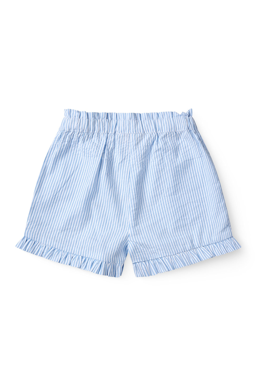 SEERSUCKER GIRLY SHORTS - SKY BLUE W CREAM STRIPE