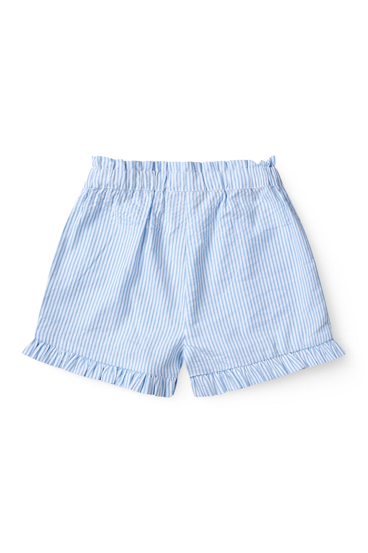 SEERSUCKER GIRLY SHORTS - SKY BLUE W CREAM STRIPE