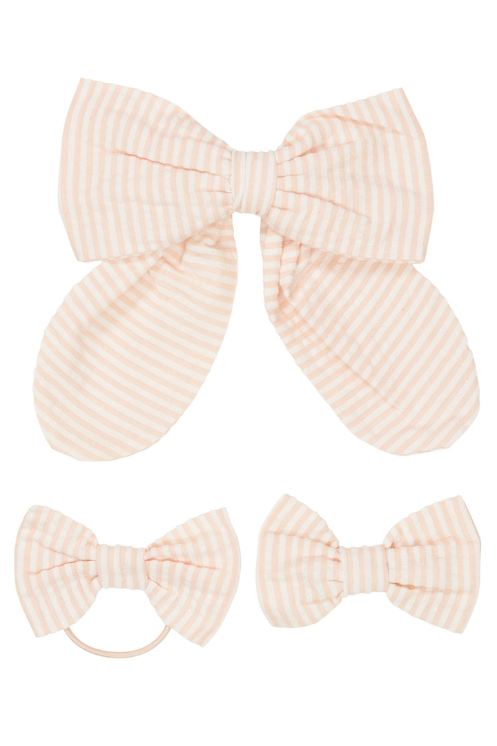 3-PACK SEERSUCKER ACCESSORIES - DUSTY ROSE W CREAM STRIPE
