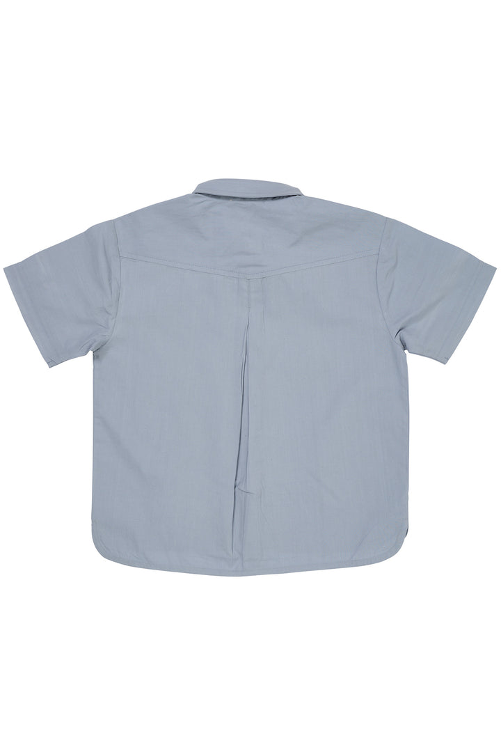 POPLIN SS SHIRT - DUSTY BLUE