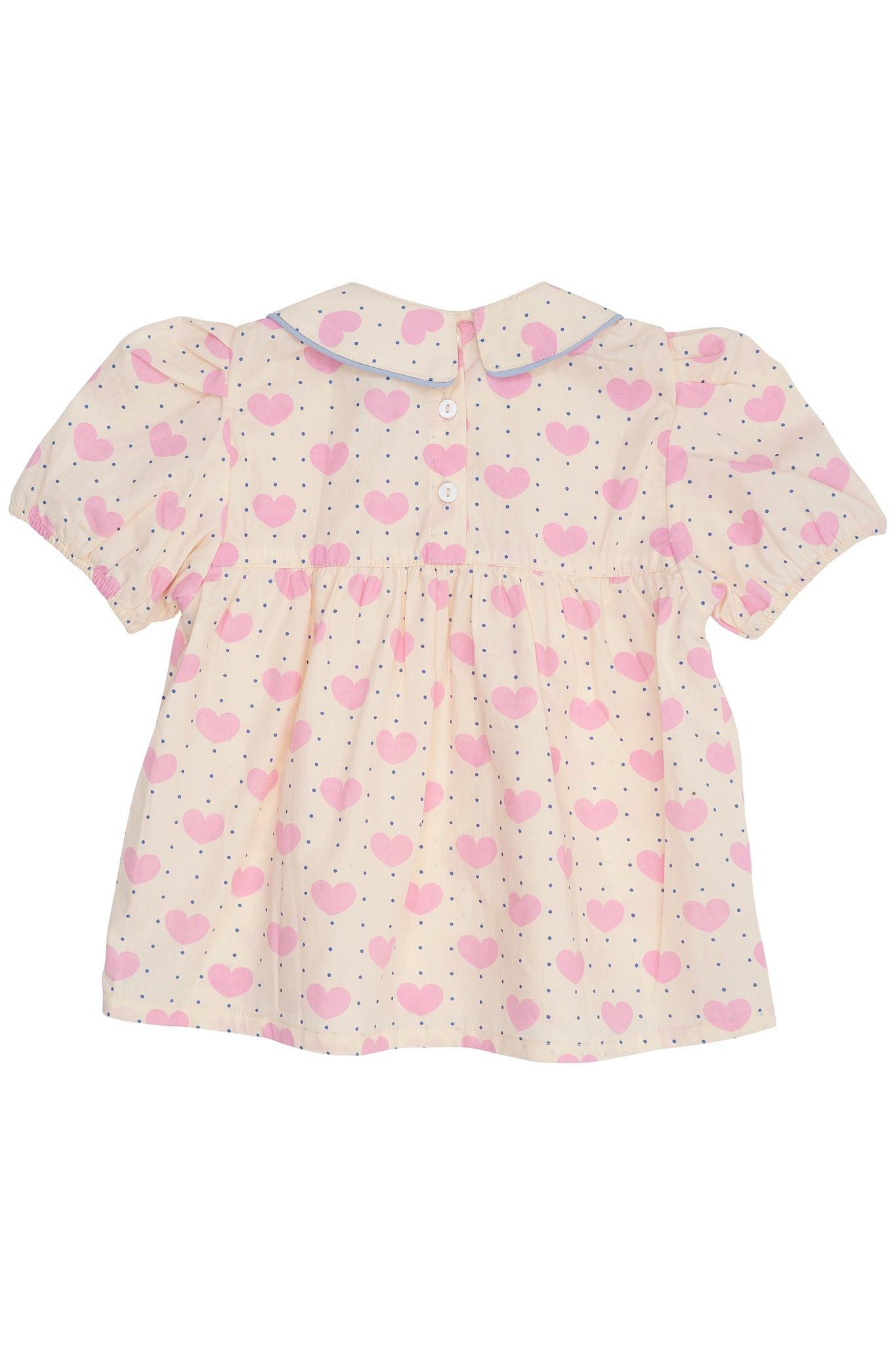 HEART AND DOTS BLOUSE W PIPING - HEART AOP