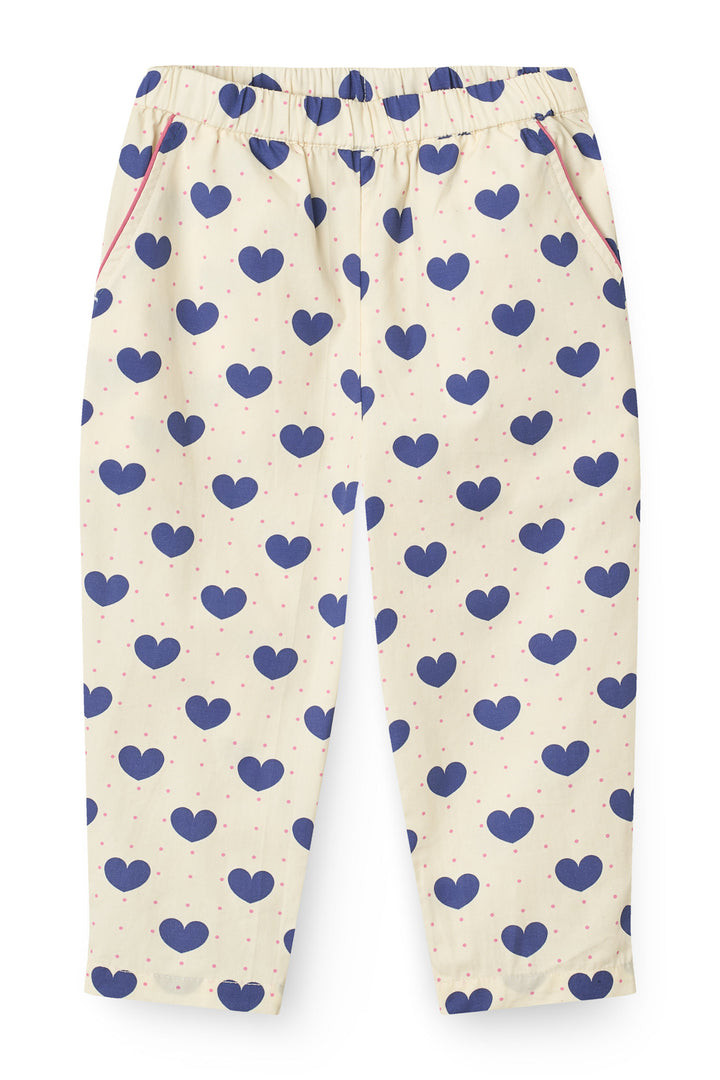 Heart and Dots Pants Loose Fit - Heart Aop Ocean