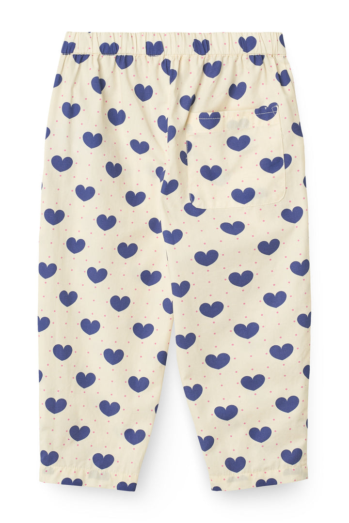 Heart and Dots Pants Loose Fit - Heart Aop Ocean