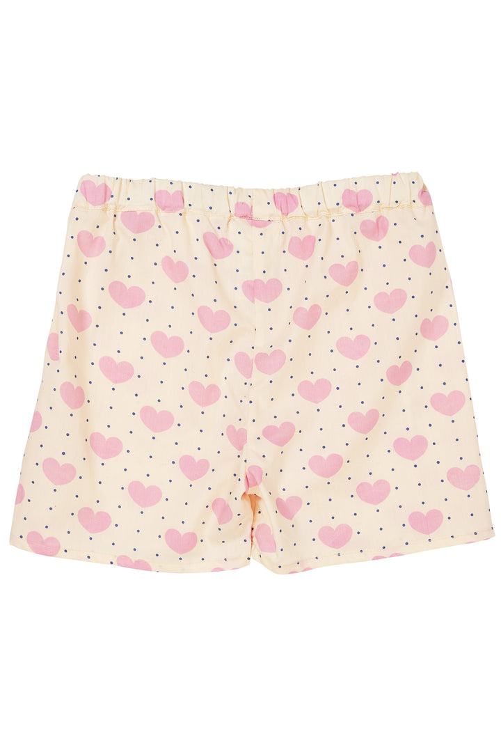 HEART AND DOTS SHORTS W RUFFLE POCKETS - HEART AOP