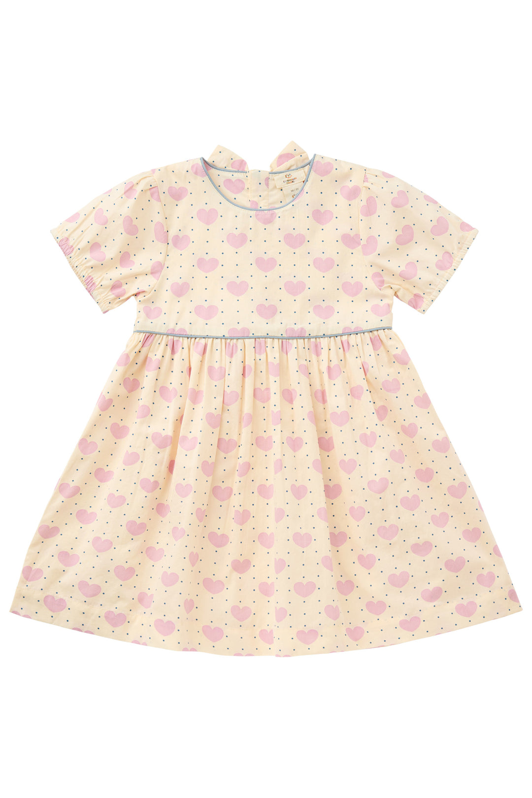 HEART AND DOTS DRESS W PUFFY SLEEVE - HEART AOP