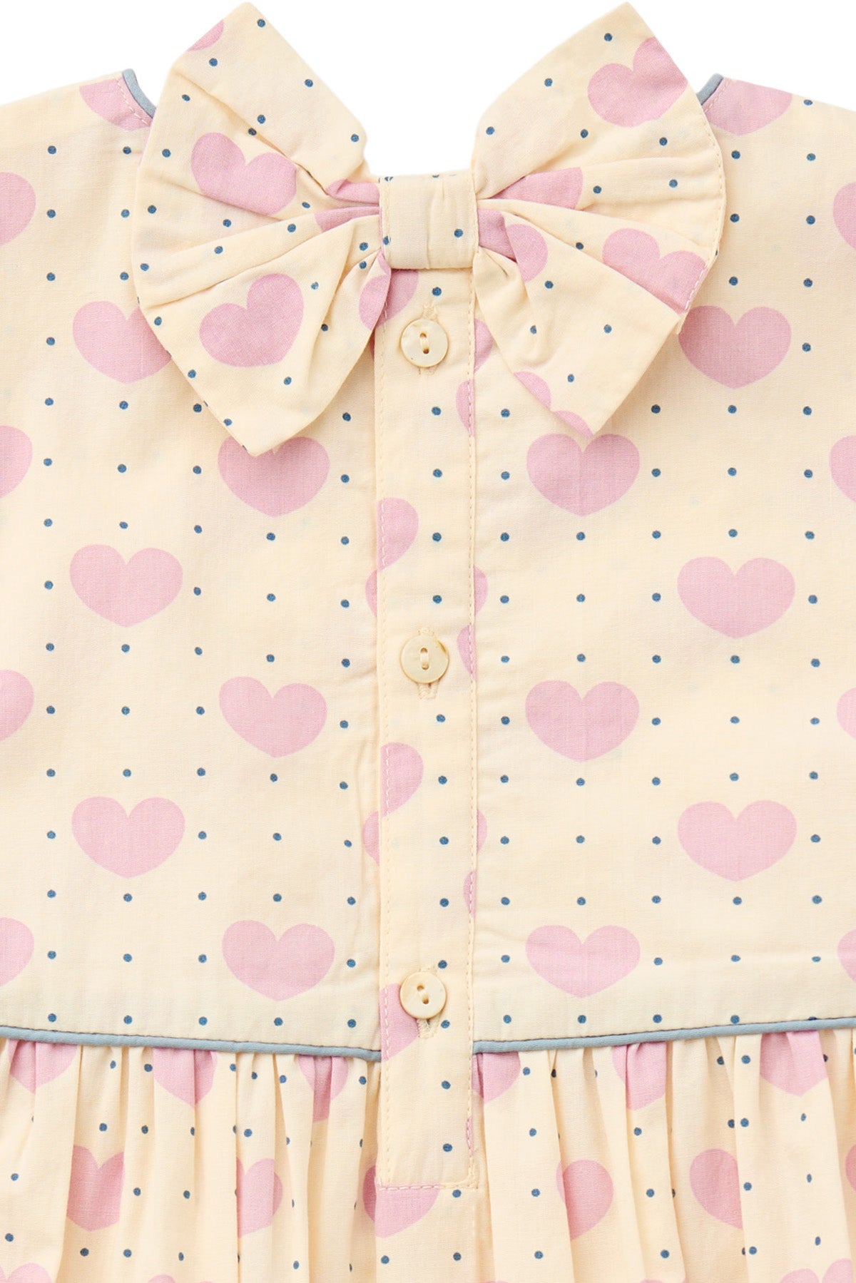 HEART AND DOTS DRESS W PUFFY SLEEVE - HEART AOP