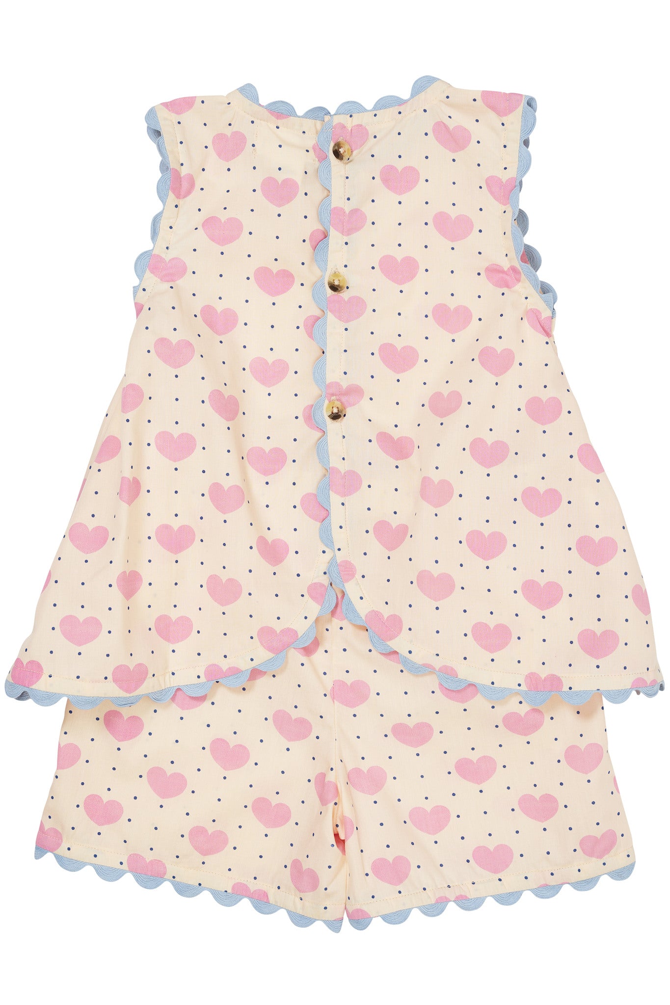 HEART AND DOTS BLOUSE W SHORT SET - HEART AOP