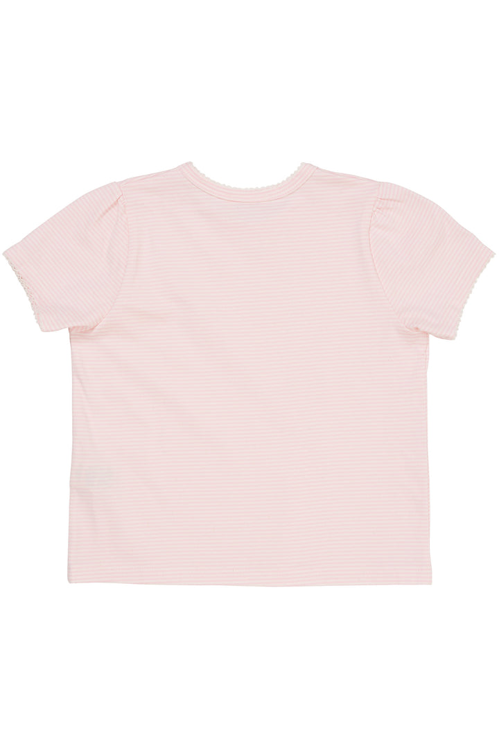 STRIPED T-SHIRT W. RUFFLE SLEEVES - BALLERINA/CREAM STRIPE