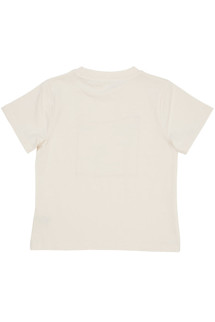 T-SHIRT W. PRINT AND EMBROIDERY - CREAM SURFING DOG