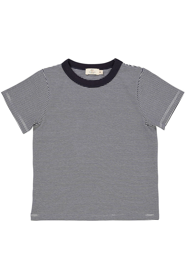 STRIPED T-SHIRT W. CONTRAST NECK - NAVY/CREAM STRIPE