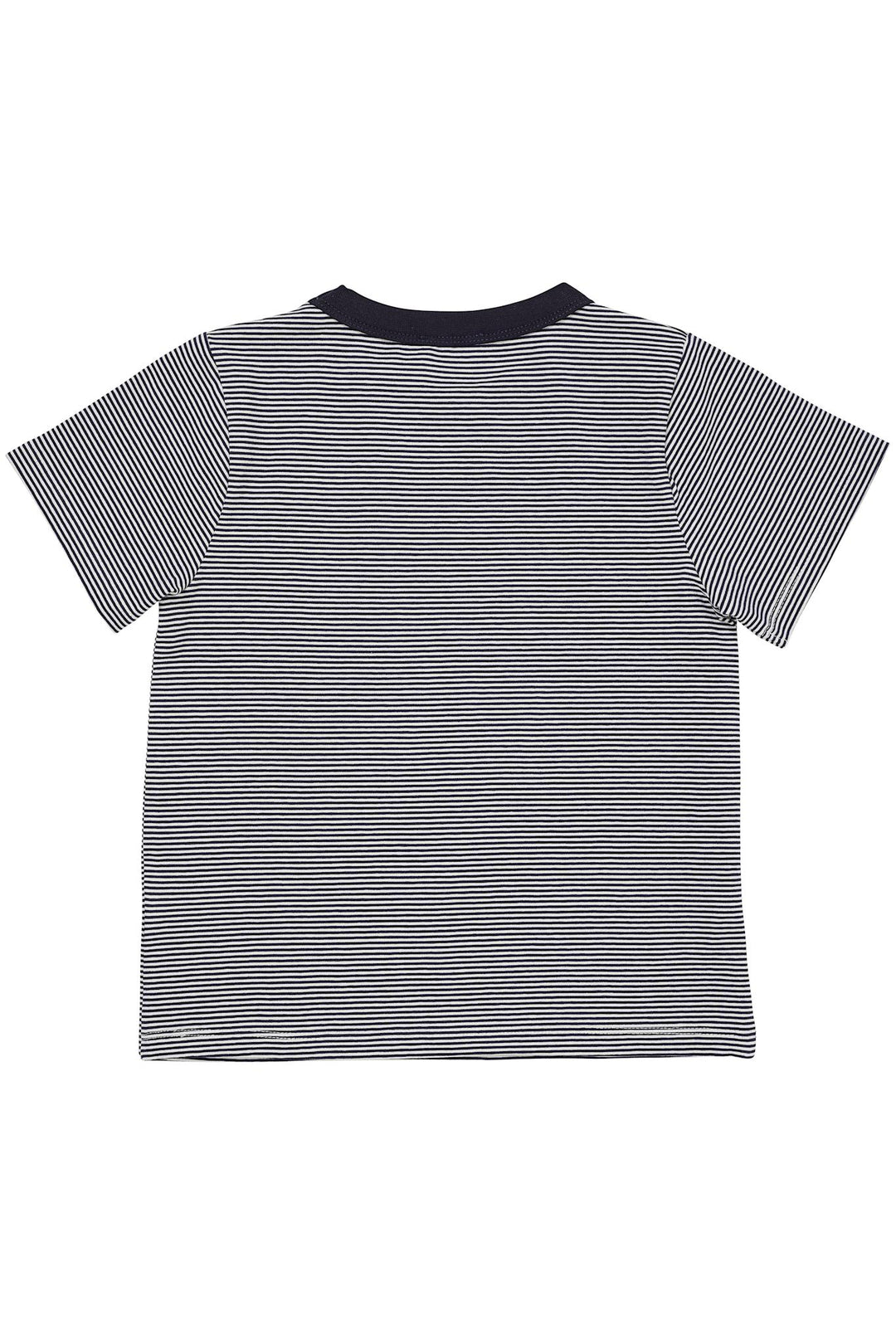 STRIPED T-SHIRT W. CONTRAST NECK - NAVY/CREAM STRIPE