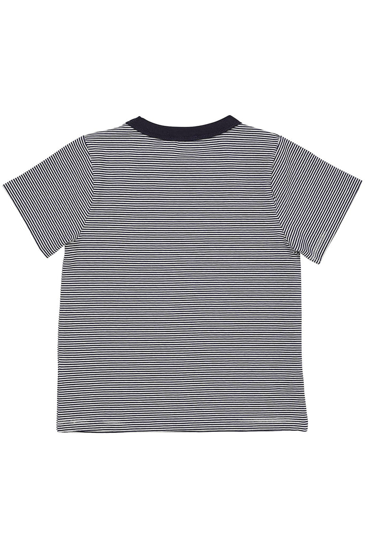 STRIPED T-SHIRT W. CONTRAST NECK - NAVY/CREAM STRIPE