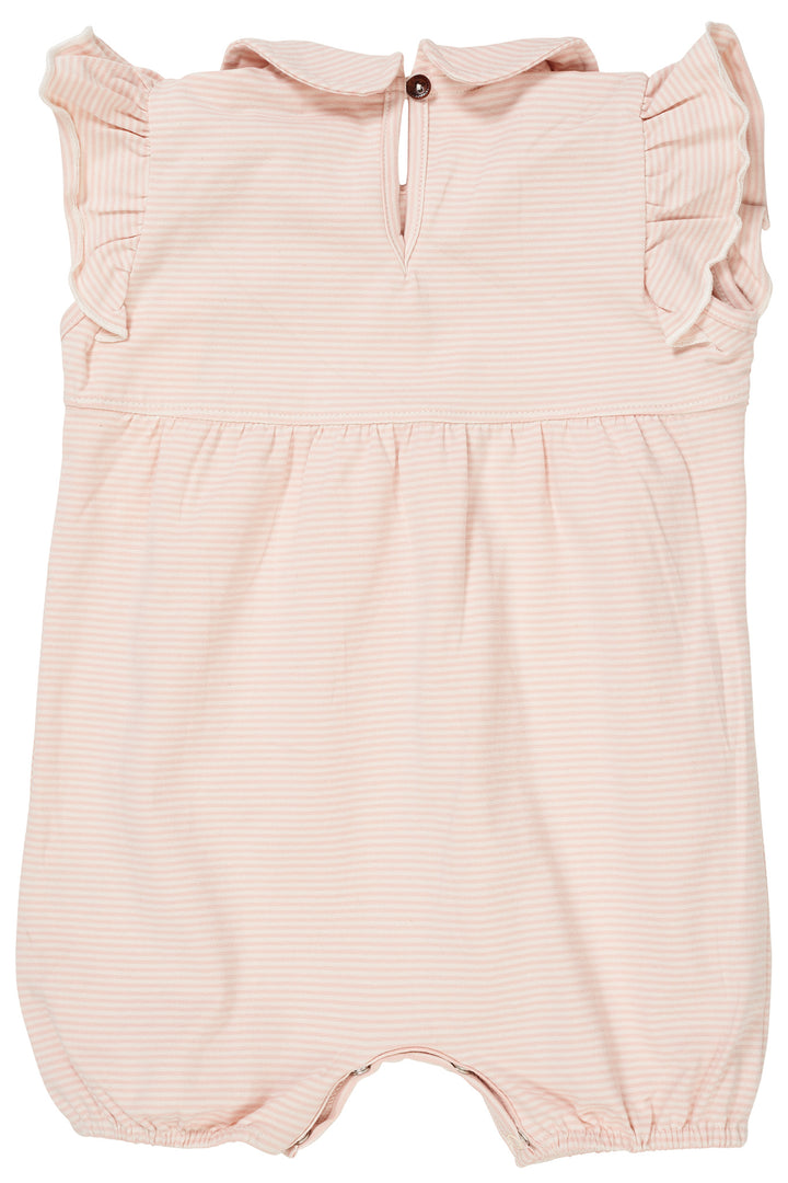 STRIPED GIRLY ROMPER W. EMBROIDERY - DUSTY ROSE/CREAM STRIPE