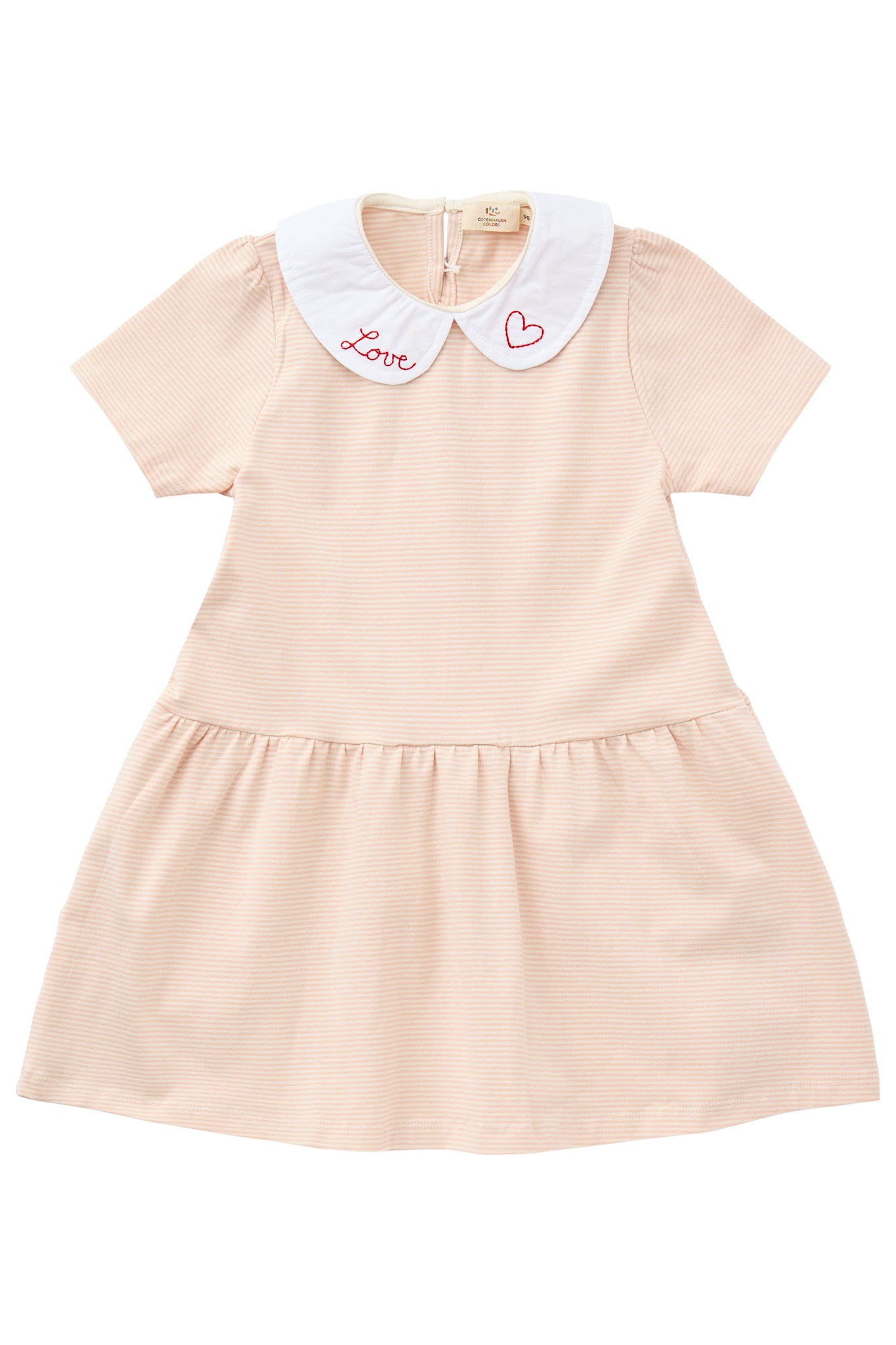 STRIPED DRESS W. POPLIN COLLAR - DUSTY ROSE/CREAM STRIPE