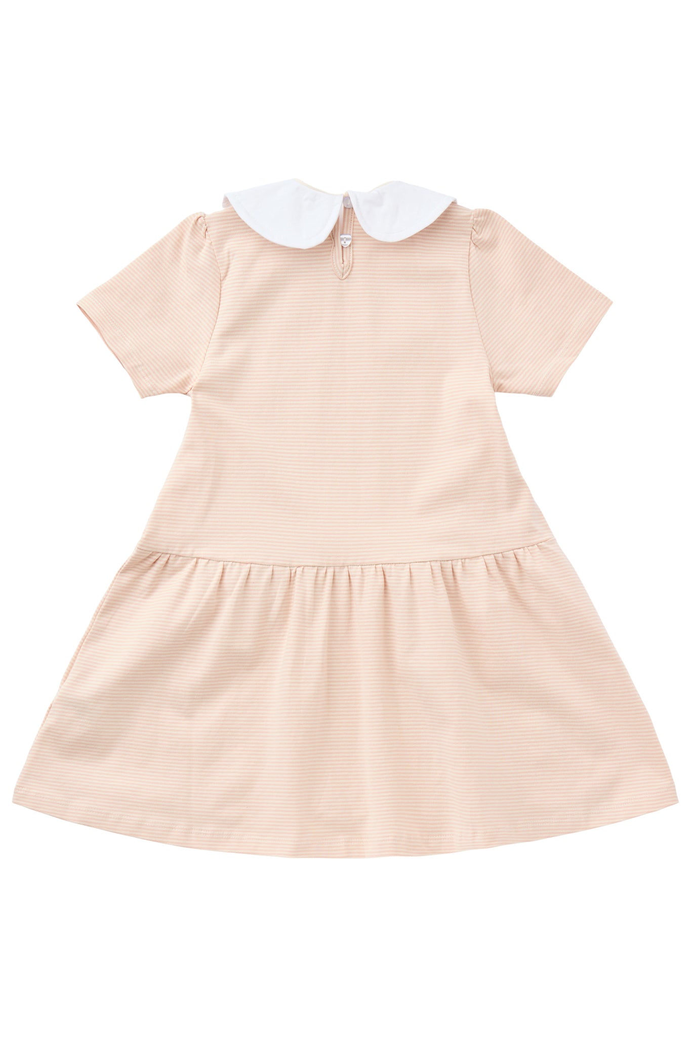 STRIPED DRESS W. POPLIN COLLAR - DUSTY ROSE/CREAM STRIPE