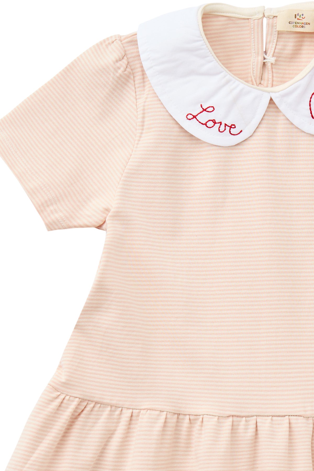 STRIPED DRESS W. POPLIN COLLAR - DUSTY ROSE/CREAM STRIPE