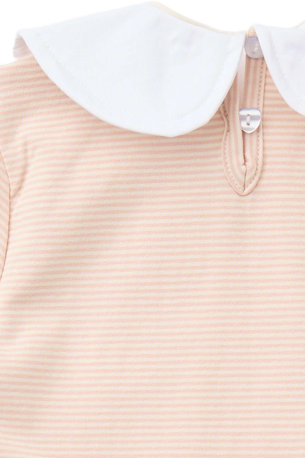 STRIPED DRESS W. POPLIN COLLAR - DUSTY ROSE/CREAM STRIPE