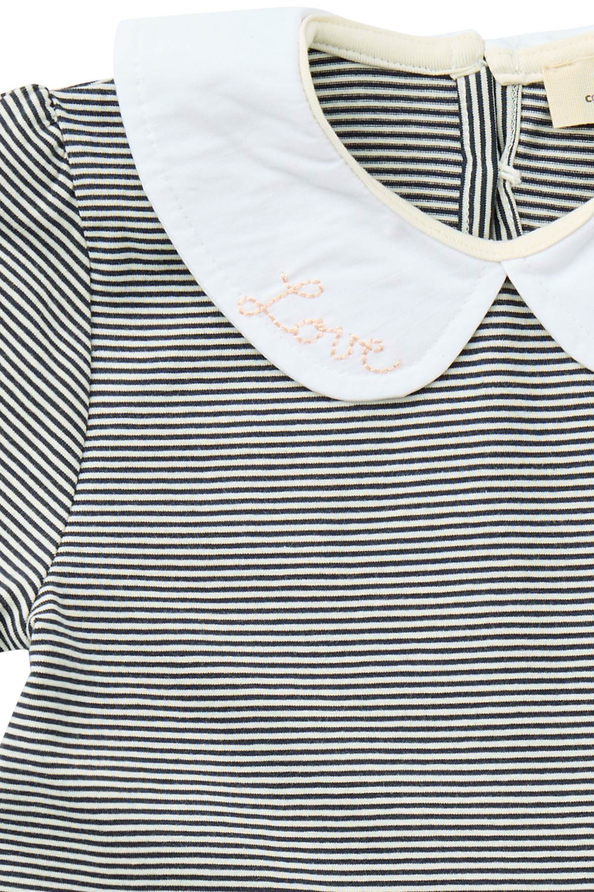 STRIPED DRESS W. POPLIN COLLAR - NAVY/CREAM STRIPE